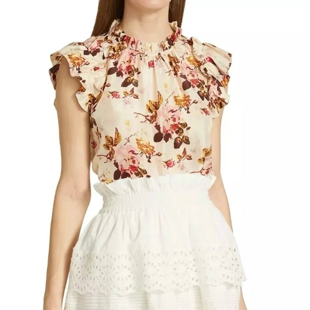 Sea New  York Esme Floral Ruffle Top Size Small